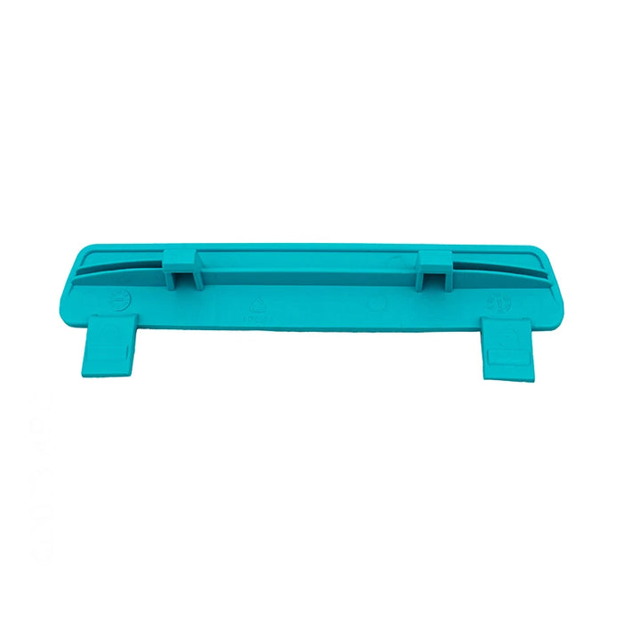 Turquoise plastic tool on a white background
