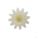 White gear-like object with a yellow center on a white background