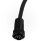 Black electrical connector with a cable on a white background
