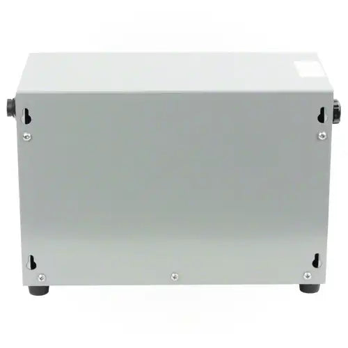 Metallic box with a white top on a white background
