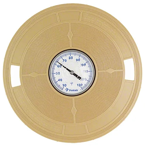 Gold pressure gauge with a Pentair logo on a white background