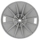 Gray plastic wheel with central hub on a white background