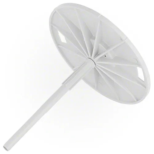 White umbrella with a thin handle on a white background