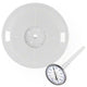 White temperature gauge with a large spool of white tape on a white background