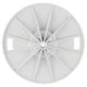 White plastic wheel with radial design on a white background