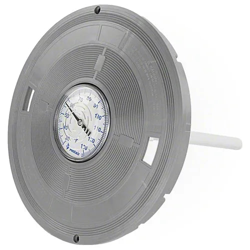 Gray spool with a white dial on a white background