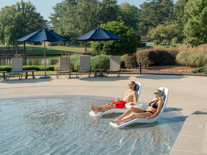 TenJam Laylo Lounger with 4" Risers - White Granite