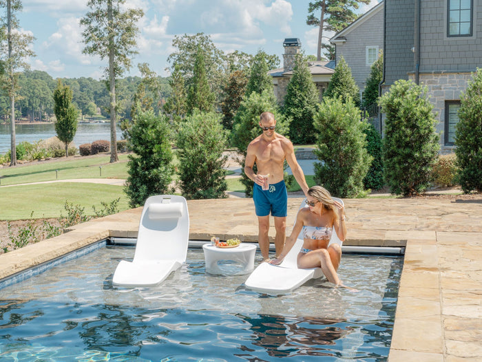 TenJam Laylo Lounger with 4" Risers - White Granite