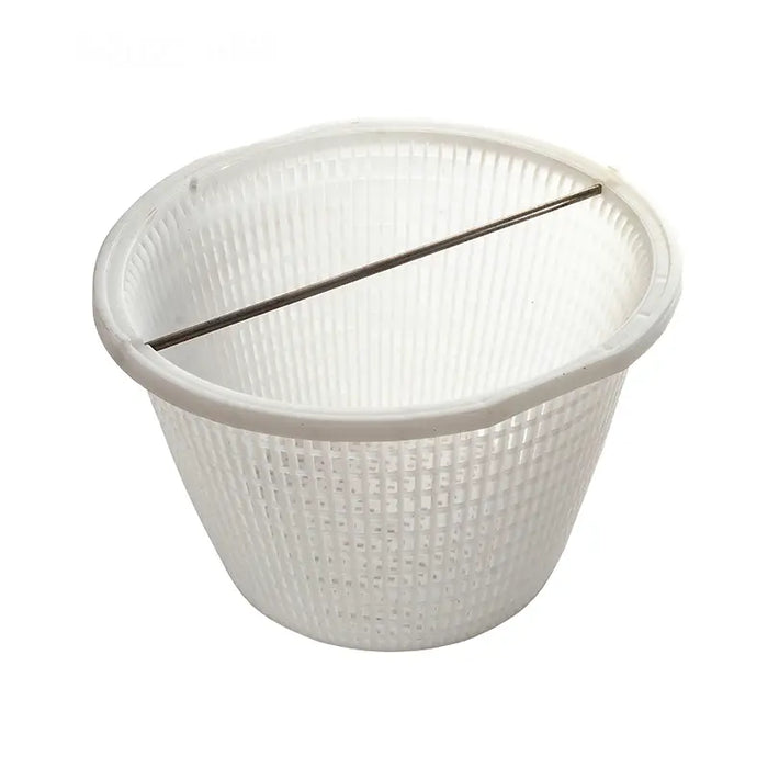White plastic strainer basket on a white background
