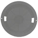 Round gray plastic cover with cutouts on a white background