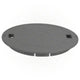 Gray round plastic cover with cutouts on a white background