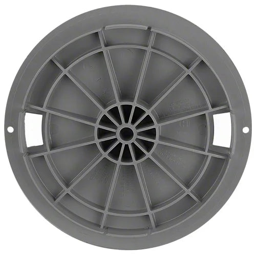 Gray circular plastic component on a white background