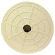 Round beige plastic cover with text on a white background
