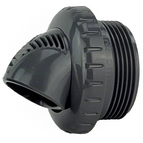 Gray plastic fitting with textured surface on a white background