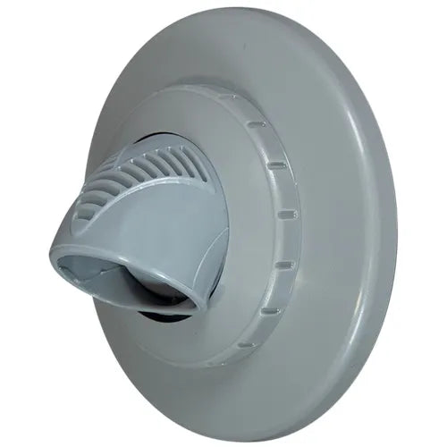 Gray shower valve handle on a white background