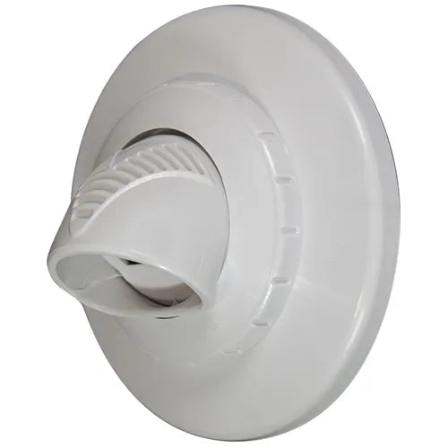 White shower head with a visible brand logo on a white background