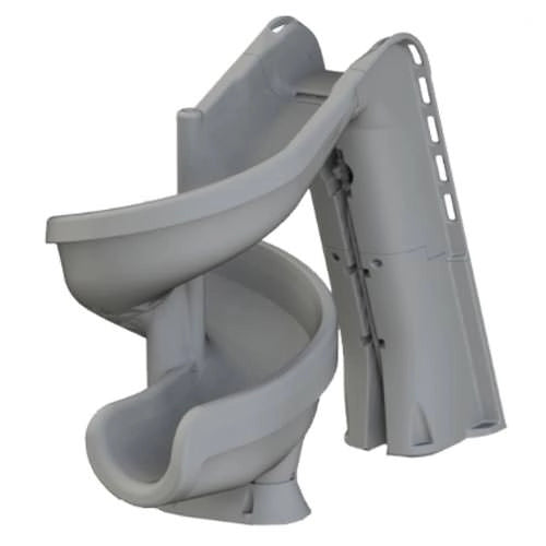 Gray plastic spiral slide on a white background