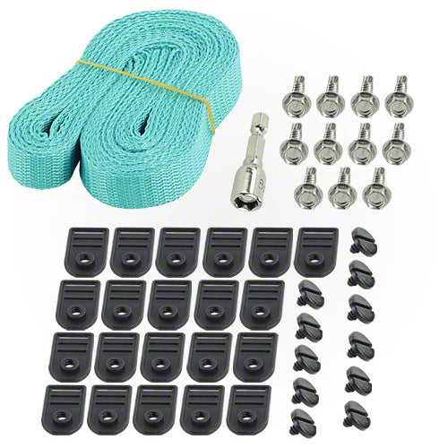 Treela 48 Pcs Pool Solar Cover Reel Attachment Straps Kit Solar Cover Reel  Straps Solar Blanket Straps Kit for Inground Swimming Pool Including 16