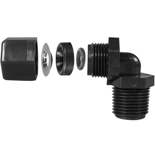 Parker Elbow Compression Fitting - 3/8" Thread x 1/4" Tubing
