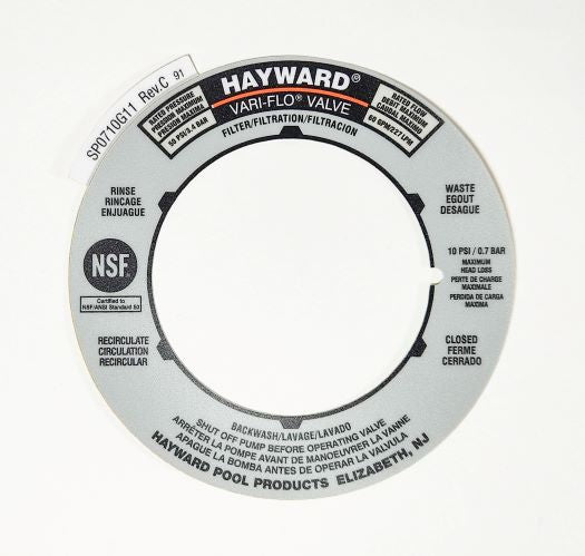 Hayward Valve Position Label SPX0710G