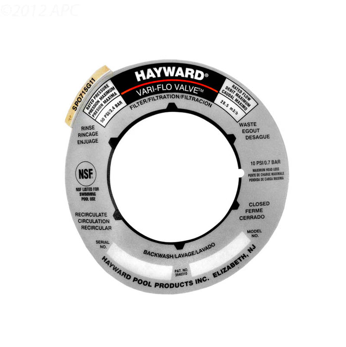 Hayward Valve Position Label SPX0715G